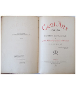 Cent ans - Descendance de J. Monod et L. de Conninck